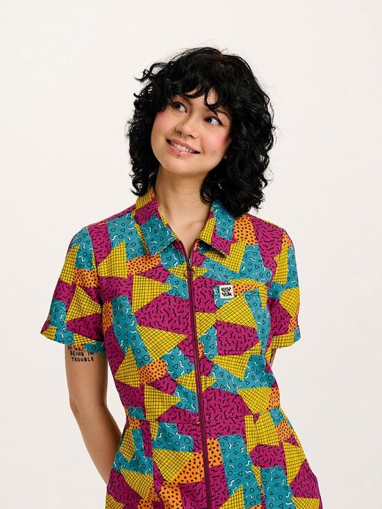 Lucy & Yak Pants - Lucy & Yak Ragan Jumpsuit Memphis Print UK 14/US 10 NWT Sold Out Organic Cotto